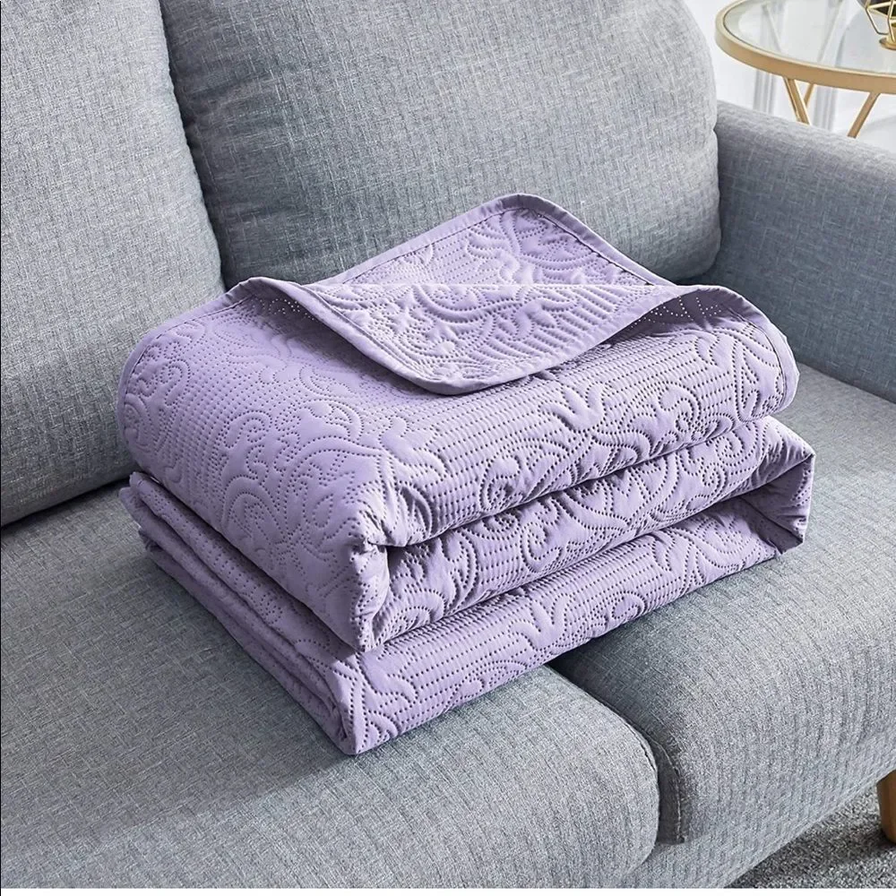 Bed Quilt Bedspread Coverlet - Reversible, Lightweight - King Size, Lt Purple